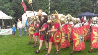 Roman Reenactment at the Amphitheatre in Caerleon Marching In [upl. by Aecila818]