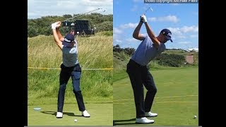 Justin Thomas golf swing  Long Iron faceon amp downtheline July 2017 [upl. by Wie72]