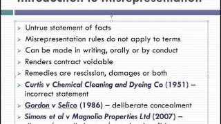 Misrepresentation Lecture 1 of 4 [upl. by Starks]